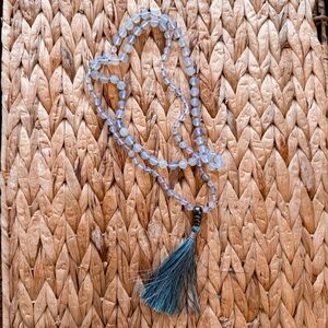 Mala Style Beaded Prayer Necklace with Tassel | Boho Meditation Jewelry
